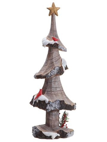 18" Rustic Lodge Country Tree with Star and Birds Christmas Table Top Decor