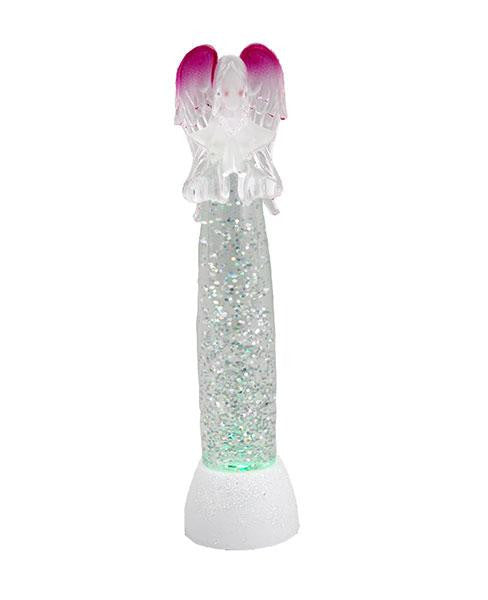 6.5" LED Lighted Color Changing Pink Angel Christmas Glitterdome