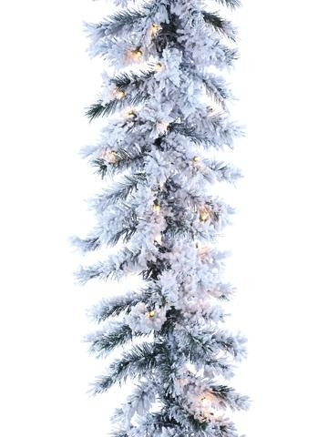 9' x 12" Pre-Lit Flocked Chestnut Jubilee Christmas Garland - Clear Lights