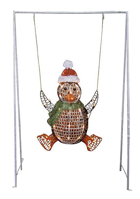 50" Swinging Baby Penguin Lighted Christmas Yard Art Decoration