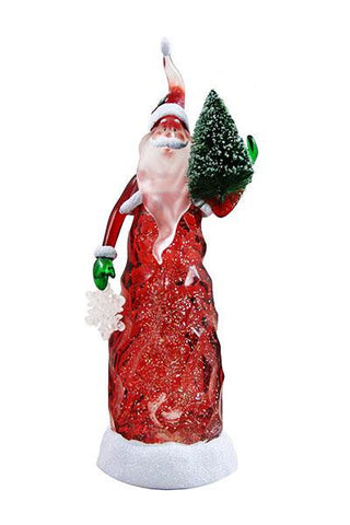 11" LED Lighted Color Changing Santa Claus with Tree Christmas Glitterdome