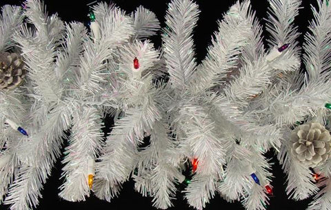 Pack of 2 Pre-lit White Iridescent 8' x 10" Christmas Garlands with Pine Cones - Multi