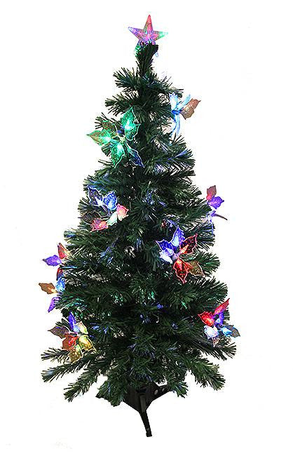 3' Pre-Lit Fiber Optic Artificial Christmas Tree with Flowers - Multi Lights