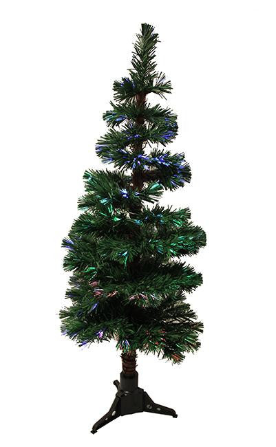 4' Pre-Lit Fiber Optic Artificial Spiral Pine Christmas Tree - Multi Lights