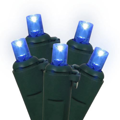 Set of 50 LED Blue Wide Angle Christmas Lights 6" Bulb Spacing - Green Wire