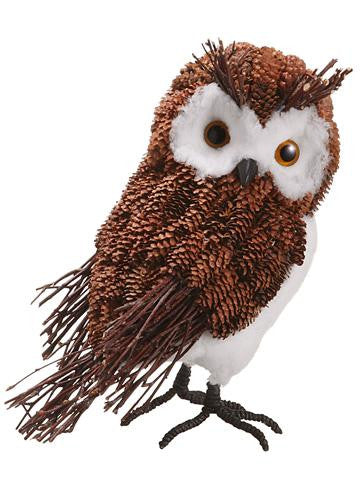 10.5" Modern Lodge Decorative Rustic Pine Cone Owl Christmas Table Top Figure