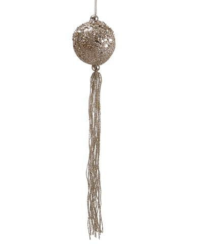 12" Seasons of Elegance Gold Glitter Christmas Ball Ornament with Tassels