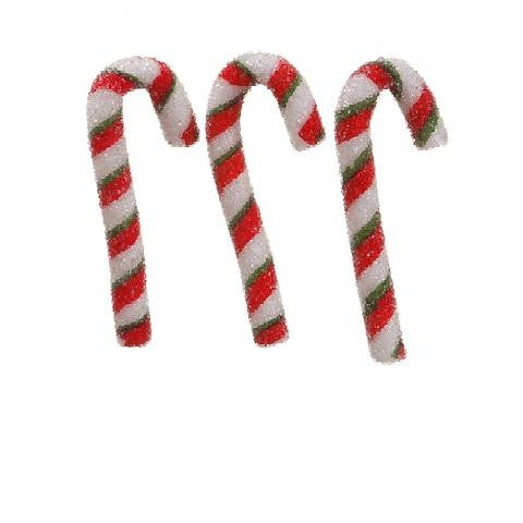 Pack of 3 Peppermint Twist Sugared Candy Cane Christmas Ornaments 5.5"