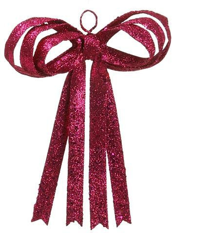 13.5" Pretty in Pink Sparkling Fuschia Glitter Christmas Ribbon Bow Decoration