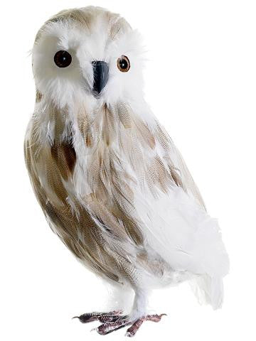 13" Snow Drift Large White Owl with Picks Christmas Table Top Figure