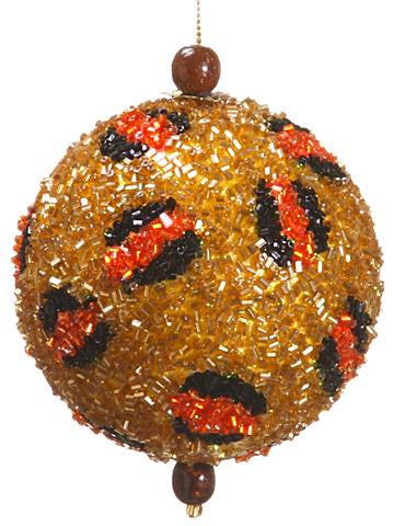 3" Diva Safari Beaded Leopard Spot Animal Print Christmas Ball Ornament (75mm)