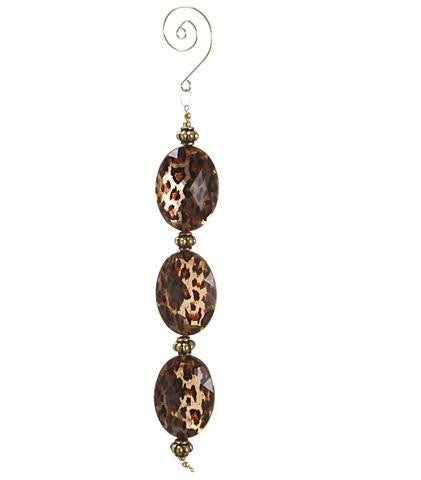 8.5" Diva Safari Gold Cheetah Print Faux Crystal Christmas Dangle Ornament