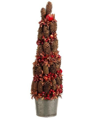 24" Potted Pine Cone Crab Apple Artificial Christmas Tree - Unlit