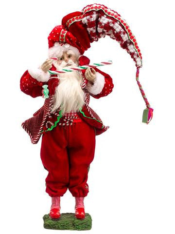 17" Peppermint Twist Decorative Plush Santa Claus w- Candy Cane Christmas Figure