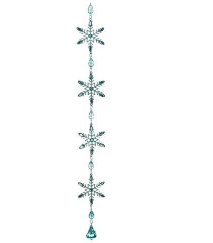 20" Winter Frost Aquamarine Blue Glitter Snowflake Christmas Dangle Ornament