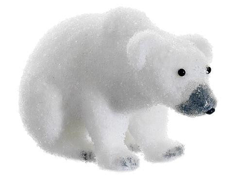 9" Snow Drift White Sitting Polar Bear Table Top Christmas Figure Decoration