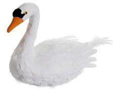 20" Majestic Faux Feather Swan with Closed Wings Decorative Figure