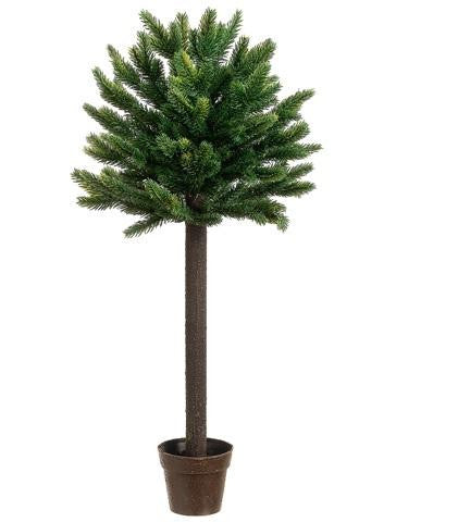 27" Potted Short Needle Balsam Pine Artificial Christmas Topiary Tree - Unlit