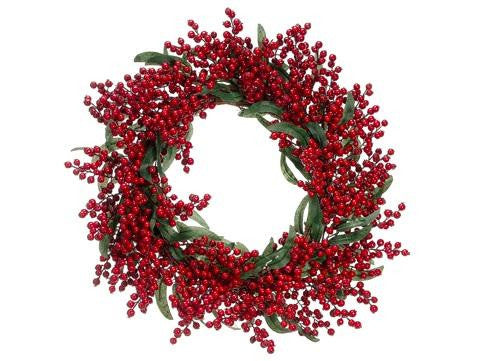 22" Holly Berry Eucalyptus Leaf Artificial Christmas Wreath - Unlit