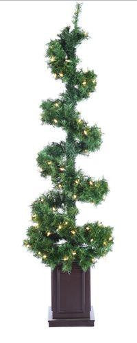 5' Pre-Lit Helix Spiral Potted Artificial Topiary Tree - Clear Lights