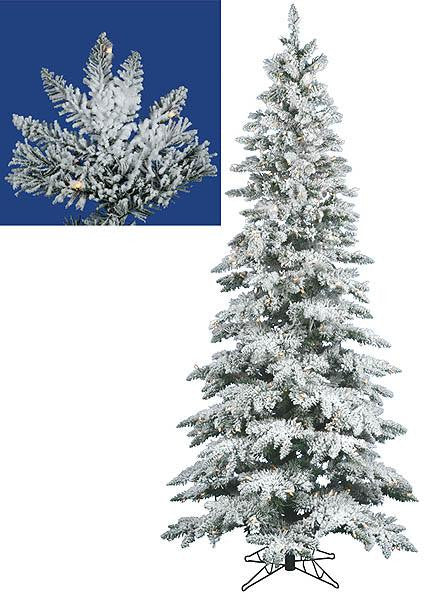 7.5' Pre-Lit Snow Flocked Layered Utica Slim Christmas Tree - Clear LED Lights