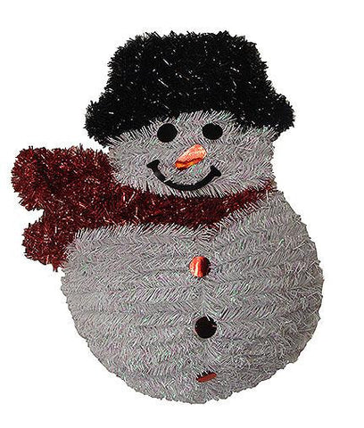 19" Shiny and Iridescent Smiling Snowman Hanging Christmas Decoration