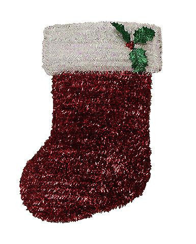 19" Shiny and Iridescent Stocking with Holly Berry Hanging Christmas Decoration