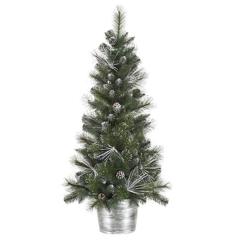 4' Flocked and Glittered Mixed Pine Potted Artificial Christmas Tree - Unlit