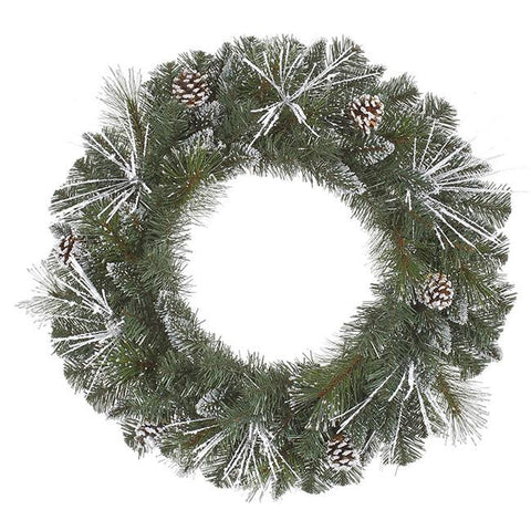 36" Flocked and Glittered Mixed Pine Christmas Wreath - Unlit