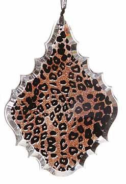 5.5" Diva Safari Glittered Leopard Print Teardrop Prism Christmas Ornament