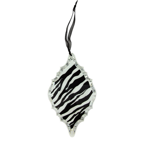 5.5" Diva Safari Glittered Zebra Animal Print Diamond Prism Christmas Ornament