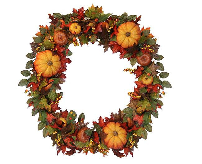 36" Fall Traditions Pumpkin, Gourd and Berry Artificial Thanksgiving Wreath