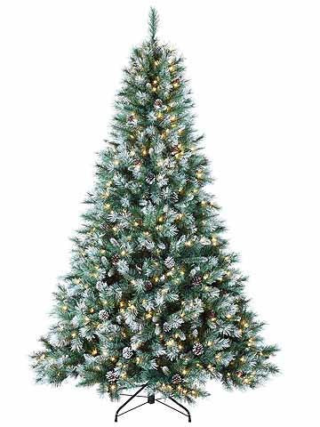 7' Pre-Lit Frosted Mountain Pine Artificial Christmas Tree - Clear Lights