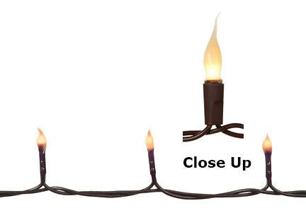 Set of 20 Fireside Amber Micro Silicone Flame Bulb Christmas Lights - Brown Wire