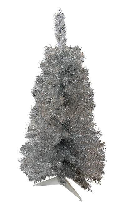 3' x 20" Classic Silver Tinsel Slim Artificial Christmas Tree - Unlit