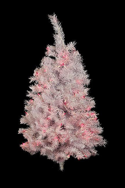 3' Pre-Lit White Cedar Pine Artificial Christmas Wall Tree - Pink Lights