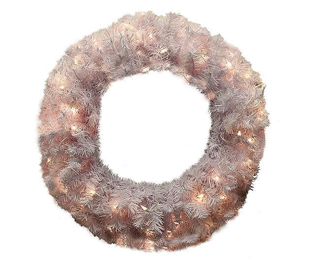 24" Pre-Lit White Cedar Pine Artificial Christmas Wreath - Clear Lights