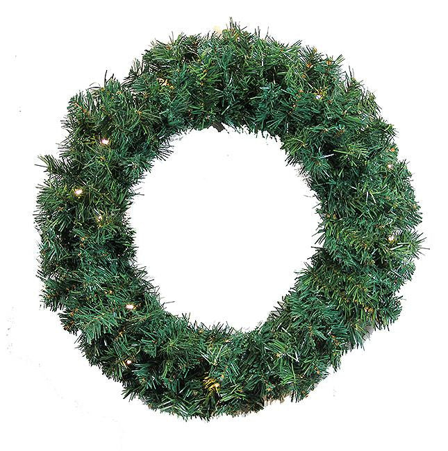 24" Pre-Lit Green Cedar Pine Artificial Christmas Wreath - Warm White LED Lights