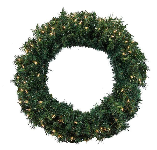 24" Pre-Lit Green Cedar Pine Artificial Christmas Wreath - Clear Lights