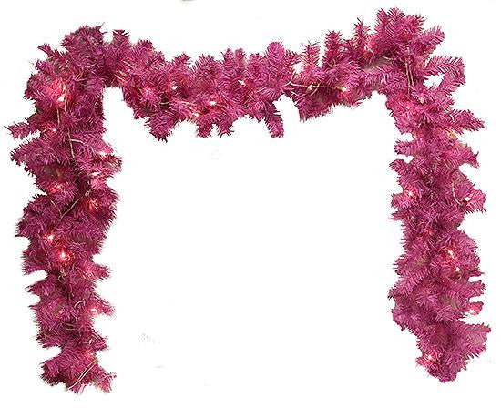 9' x 10" Pre-Lit Pink Cedar Pine Artificial Christmas Garland - Clear Lights