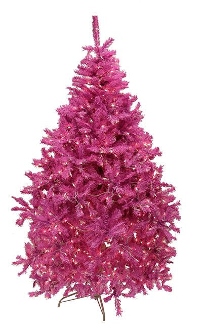 6.5' Pre-Lit Orchid Pink Cedar Pine Artificial Christmas Tree - Clear Lights