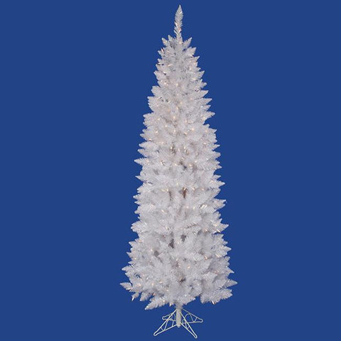 7.5' Pre-Lit White Sparkle Spruce Pencil Artificial Christmas Tree -Clear Lights