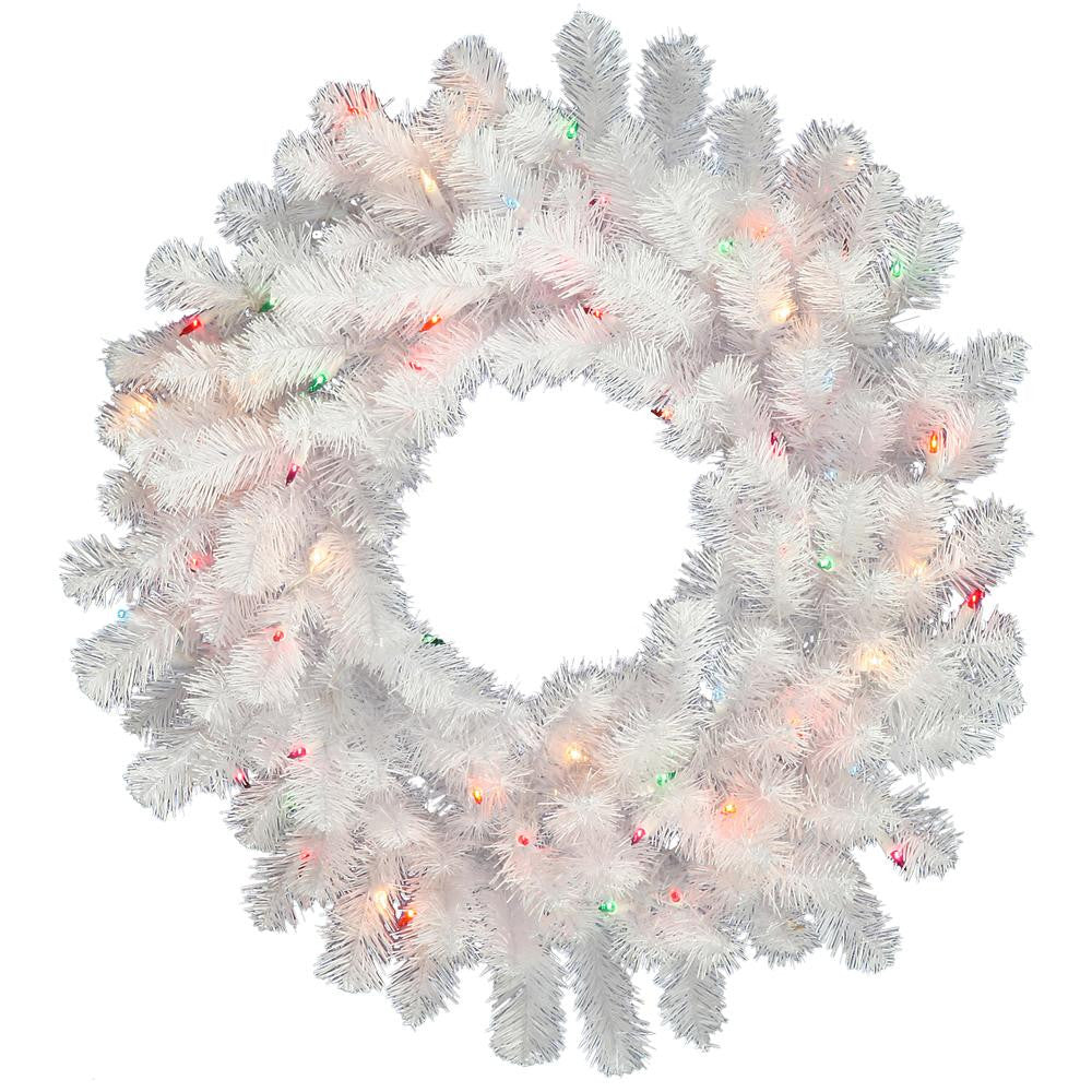 24" Pre-Lit Crystal White Artificial Christmas Wreath - Multi LED Lights