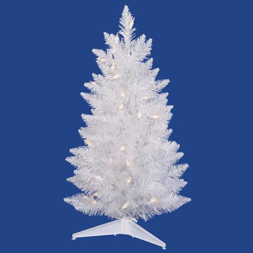 2.5' Pre-Lit White Sparkle Spruce Pencil Artificial Christmas Tree -Clear Lights