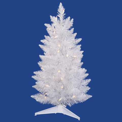 2.5' Pre-Lit LED White Sparkle Spruce Pencil Artificial Christmas Tree - Clear