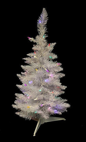 2.5' Pre-Lit LED White Sparkle Spruce Pencil Artificial Christmas Tree - Multi