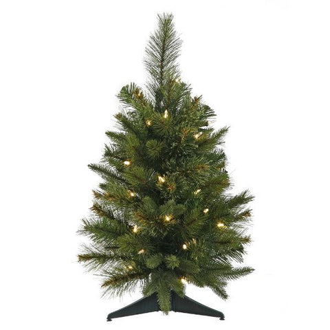 2' Pre-Lit Battery Operated Mixed Pine Cashmere Christmas Tree - Clear LED