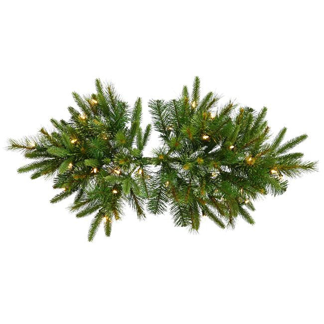 36" Pre-Lit Battery Operated Mixed Pine Cashmere Christmas Swag - Clear Lights