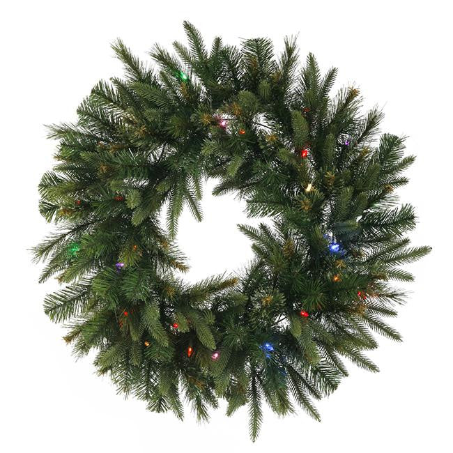 30" Pre-Lit Battery Operated Mixed Cashmere Pine Artificial Christmas Wreath - Multi LED Lights