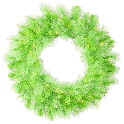 30" Pre-Lit Lime Green Cashmere Artificial Christmas Wreath - Clear Lights